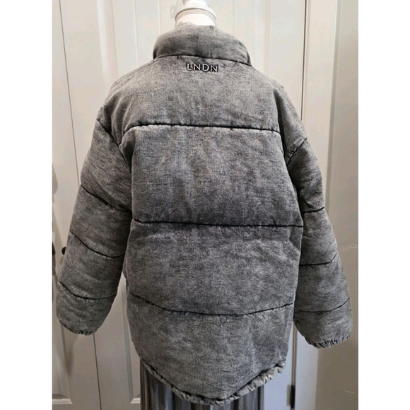 LNDN Denim Puffer Washed Black Size S NWT - Picture 3 of 9